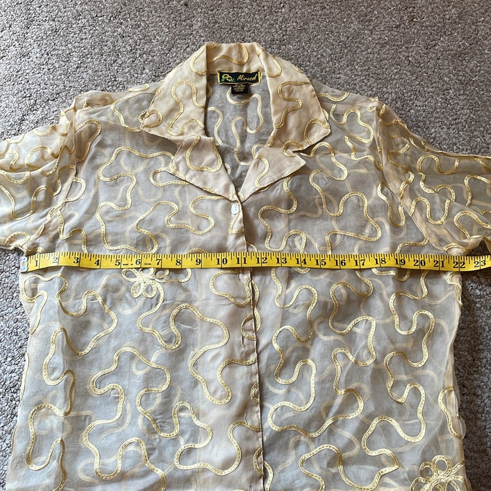 Sheer Gold Button-Down Blouse - image 4